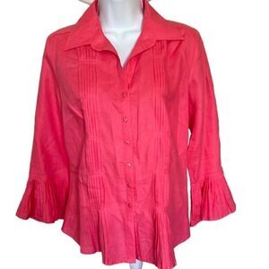 Hot Pink Linen Blouse by Peter Martin, Size Small